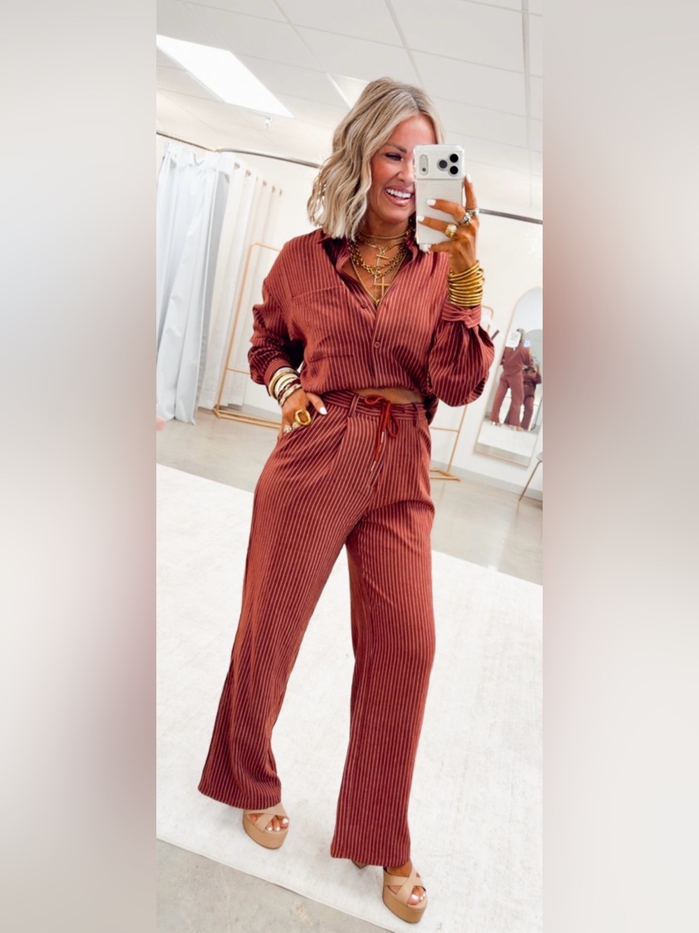 NWT Maroon Striped Set